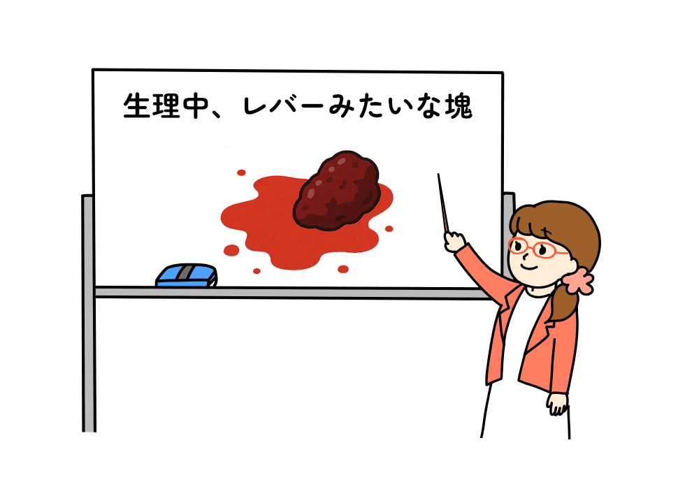 生理中のレバーみたいな血の塊を解説しているイラスト