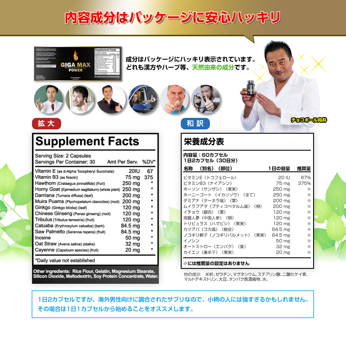内容成分はパッケージに安心ハッキリ