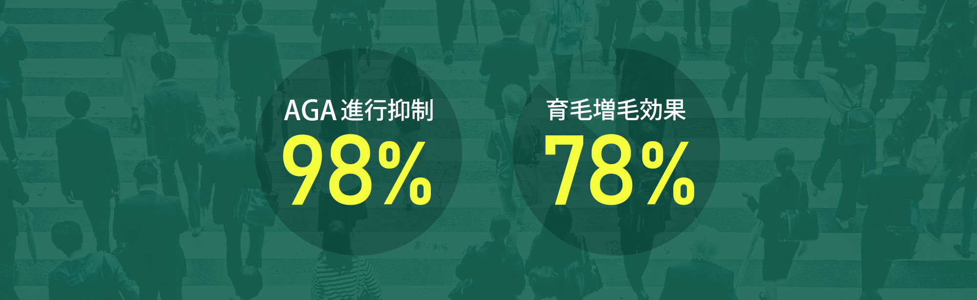 AGA進行抑制98%・育毛増毛効果78%