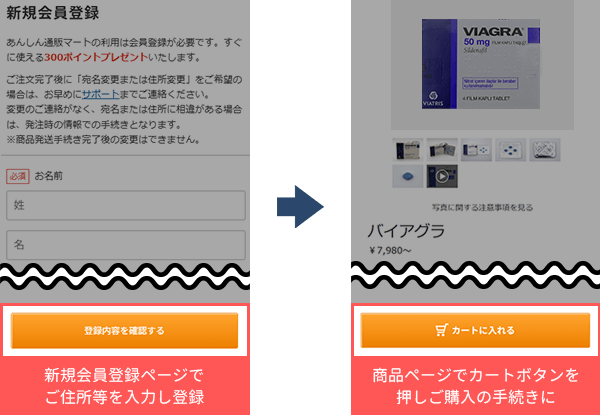 新規登録と購入の説明図