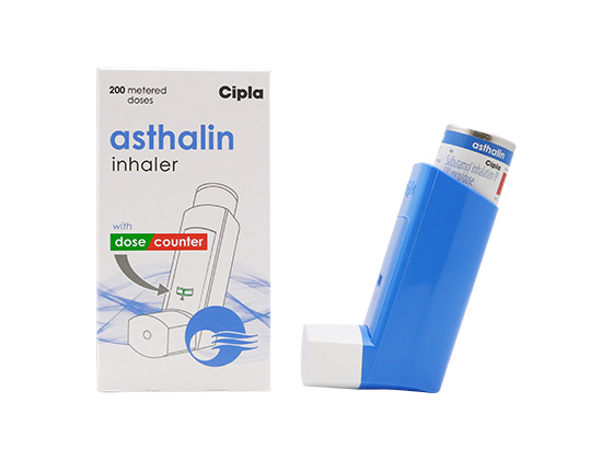 アスタリンインヘラーの箱と吸入器