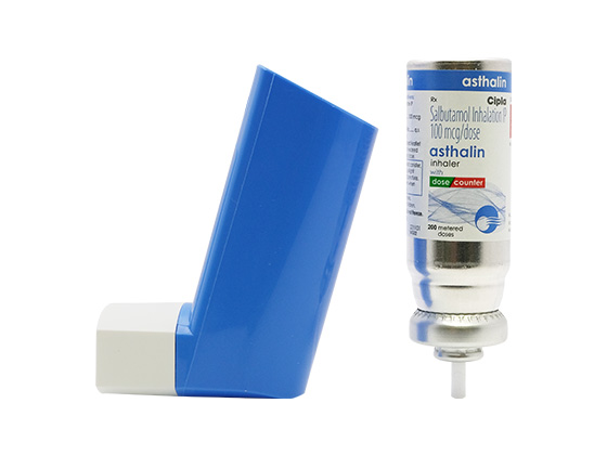 アスタリンインヘラーの吸入器とボトル