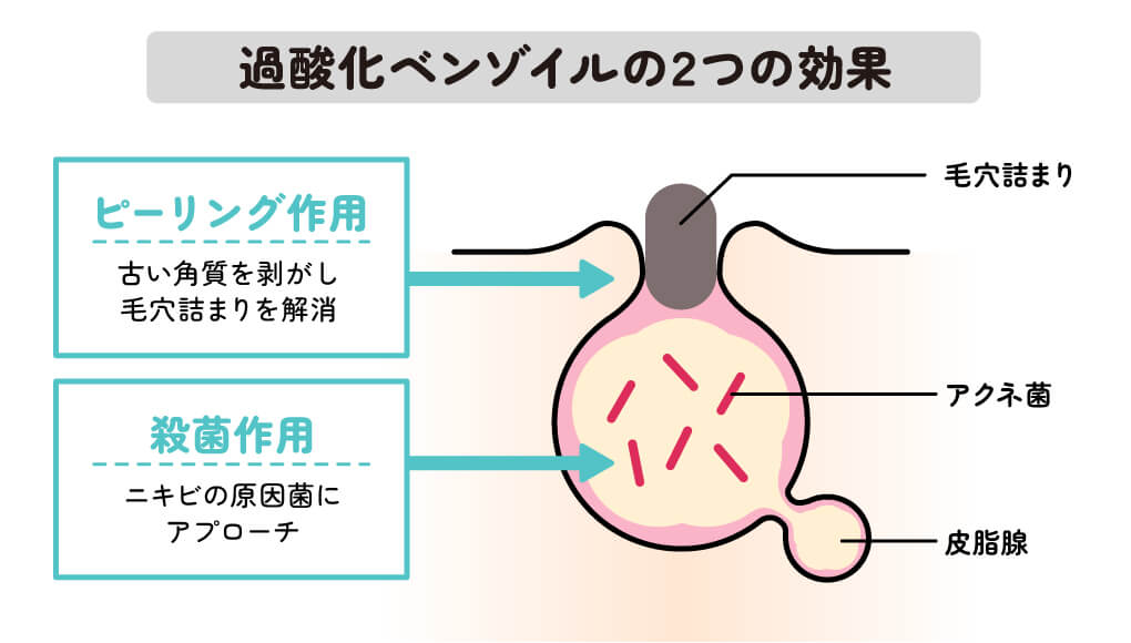 過酸化ベンゾイルの2つの作用